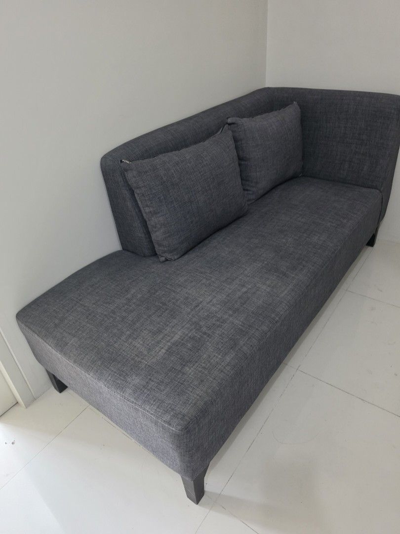 L-Shaped Grey Fabric Sofa with Cushions (Category: Sofas) located in Mandaluyong City. Submitted by decluttering.tita (Listing ID 1463995002, Image 3). Description: - L-shaped Grey fabric sofa (2-set) - Includes 4 matching cushions (2 per side) - Simple and modern design - Fits most living spaces - Ready for a new home - Pick up only (Shaw Blvd, Mandaluyong) - Well-used - Reason for selling: Moving out .