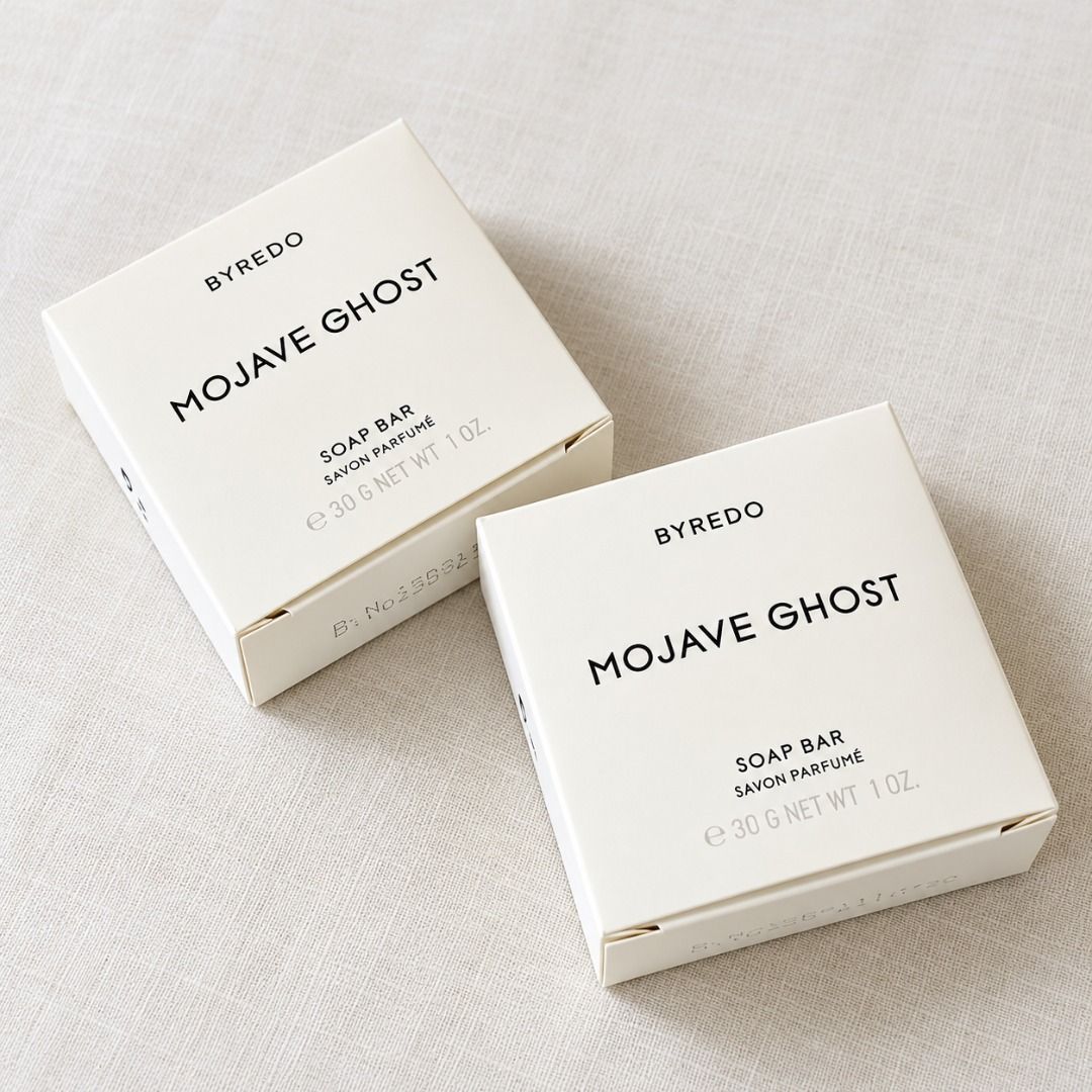 Luxe! Take Both Authentic Byredo Mojave Ghost Soap Bars (30g) (Category: Bath) located in Quezon City. Submitted by travelista (Listing ID 1463999559, Image 1). Description: Ultra rare and niche; selling incredibly low for such a luxe frangrance. Others are selling up to ₱900–₱1,300 for the pair! Byredo Mojave Ghost Perfumed Soap Bars – 30g x 2 | Luxury Fragrance Soap Set of 2 Byredo Mojave Ghost perfumed soap bars, 30g each, individually boxed. 