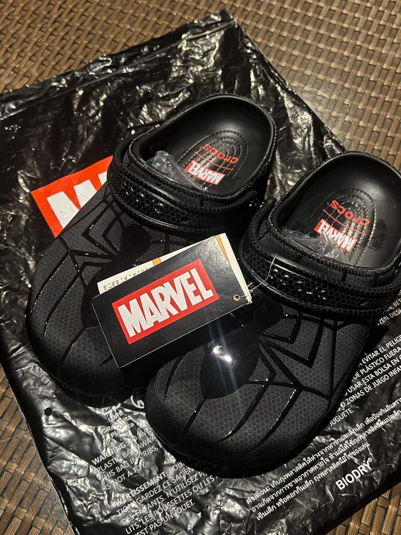 Marvel Spider-Man Neo Crocs (Category: Slippers & Slides) located in Caloocan City. Submitted by batsarjay (Listing ID 1464092646, Image 2). Description: - Black & Red Spider-Man Crocs - Features iconic spider web design - Comes with original Marvel tag - Perfect for Marvel fans - Easy to slip on and off Spider-Man Neo Black W7, W8, W9, M8, M10, M11 Spider-Man Neo Red M8 & M10.