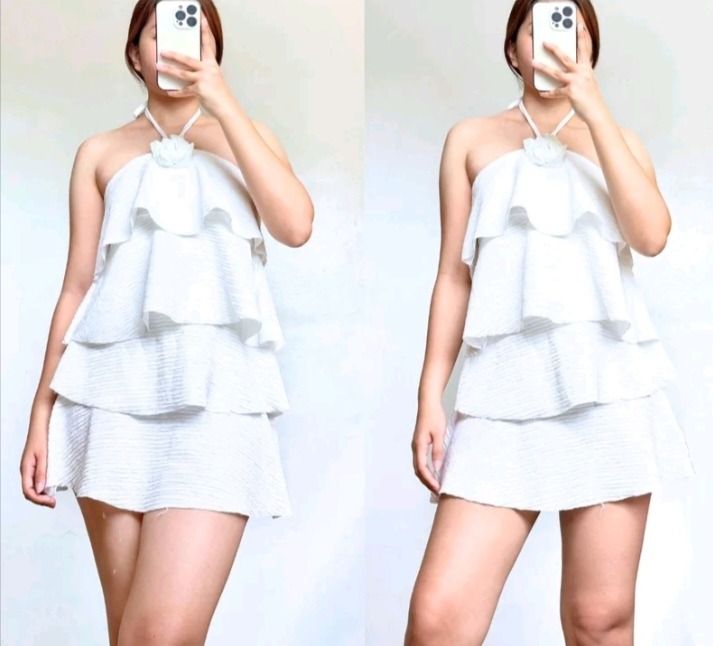 Medium Ruffle Halter Neck Mini Dress (Category: Dresses) located in Cavite. Submitted by goldenmoon.5f65e0 (Listing ID 1463940184, Image 2). Description: Preloved Dress 💃 ❗Get this dress for P150 only❗ Available in White and Avocado Green 🤍💚 Size M 📍Location: Dasmariñas City, Cavite 💸Mode of Payment: Cash/Maribank/Gcash/Maya 🏍Meet Up or via Lalamove.