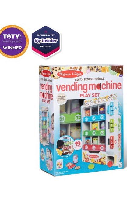 Melissa & Doug Snacks to Go Vending Machine Play Set (Category: Kids Toys) located in Bacoor. Submitted by karlarmrz (Listing ID 1464000833, Image 1). Description: - Fun vending machine play set from Melissa & Doug - Includes 19 pieces for pretend play - Kids can sort and select pretend snacks - Comes with pretend snacks and coins - Encourages imaginative play and learning - Award-winning toy Early Christmas Gift Idea 💗 PRE-ORDER: M&D Vending Ma