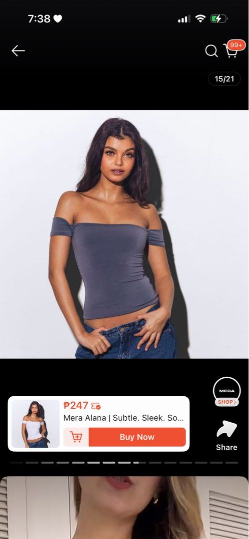 Mera Alana Off Shoulder Top Size S (Category: Blouses) located in San Juan City. Submitted by hellokitty_454 (Listing ID 1464044925, Image 2). Description: Mera unused. no damage. color doesnt look good on me. .