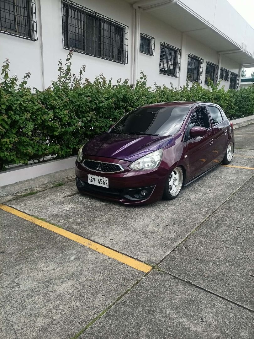 Mitsubishi Mirage Hatchback (HB) GLX Manual (Category: Used Cars) located in Cavite. Submitted by eljamessss (Listing ID 1463974690, Image 3). Description: DETAILS & PAPERS: • 2016 Model (Acquired 2017) | Manual • Complete papers (Sakin naka-closed ang Deed) • Registered until next year • 92k+ Odo (Everyday use, personal owned) • Cavite area | Selling As-Is SPECS & SETUP: • Custom Misfitz Air Suspension (Slim bags, remote w/ presets, fresh PMS) •