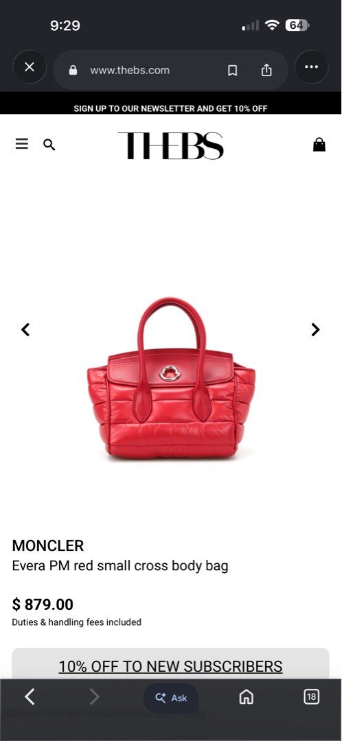 Moncler Evera bag (Category: Luxury Bags & Wallets) located in Taguig. Submitted by xylasprelovedbag (Listing ID 1461812748, Image 1). Description: .