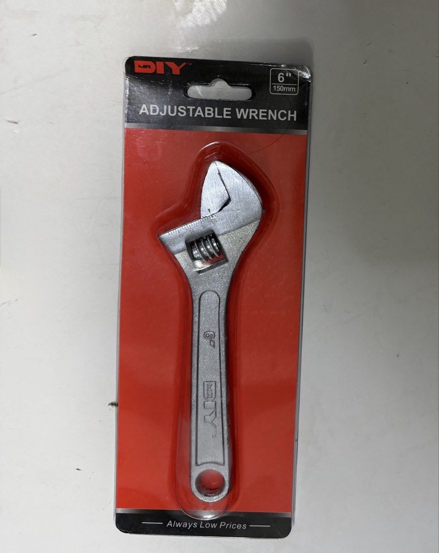 MR DIY 6" Adjustable Wrench (Category: Construction Tools & Equipment) located in Makati City. Submitted by missinnahco (Listing ID 1464078794, Image 1). Description: - MR DIY Adjustable Wrench - Size: 6 inches (150mm) - Versatile for various household tasks - Essential addition to any toolbox - Simple, functional design.