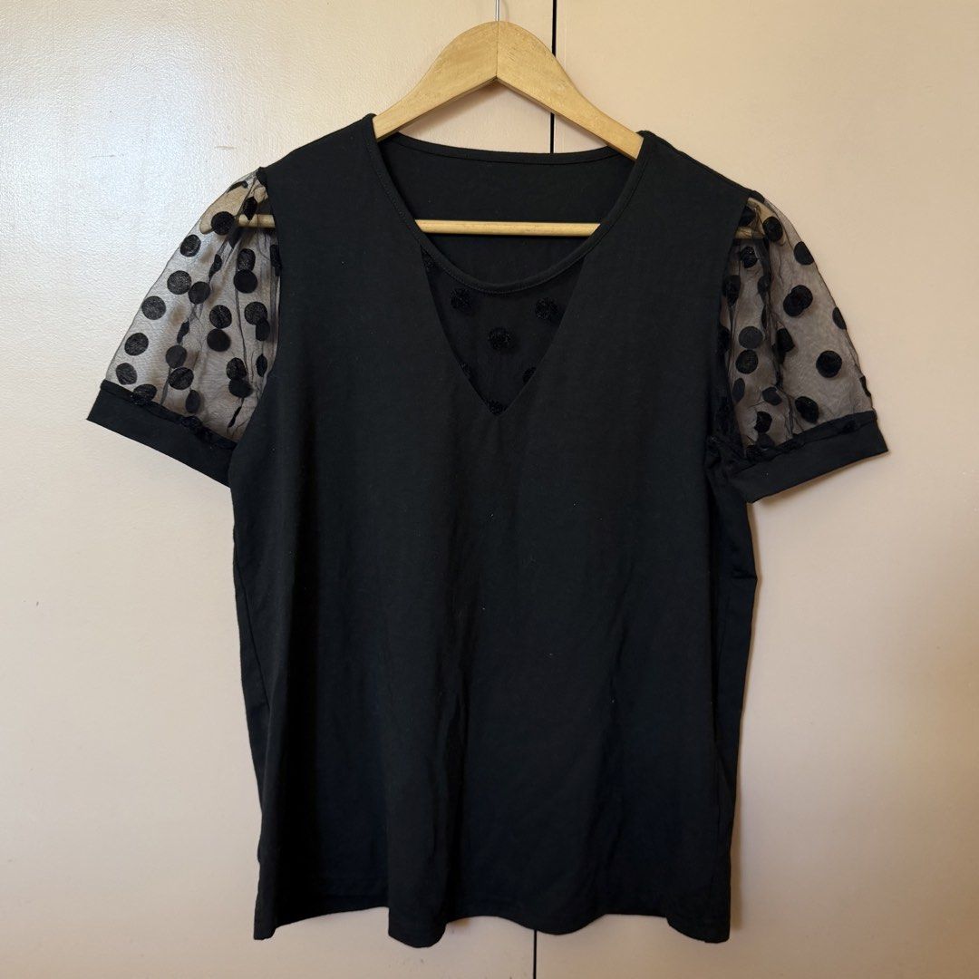 M&S Collection & SHEIN Tops Bundle (Size M/38) (Category: Blouses) located in Rodriguez. Submitted by mykaignacio (Listing ID 1463949112, Image 3). Description: - Bundle of 4 tops - Size S-M - Includes: - White M&S Collection knit top - SHEIN black short-sleeve top with polka dot sleeves (brand new) - SHEIN beige camisole - Beige lace top with pearl details - Great for mixing and matching outfits - Please refer to photos for individual tops detai