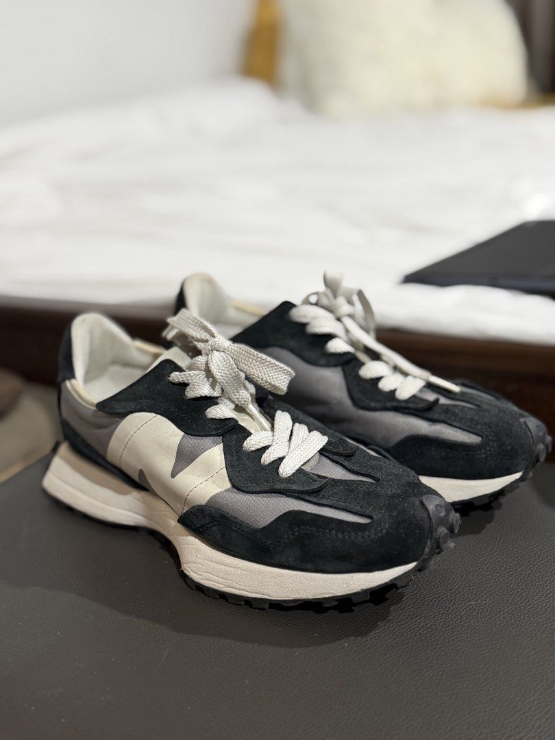 New Balance 327 Black Grey White Sneakers (Category: Sneakers) located in Pasig City. Submitted by beareggg (Listing ID 1464103607, Image 1). Description: - Like new New Balance 327 sneakers - Gumsole - Bought in Korea - US 8, 26CM - Black - Negotiable - Available for meet ups in BGC, Kapitolyo, Capitol Commons RFS: Decluttering, Dont use them as much anymore.