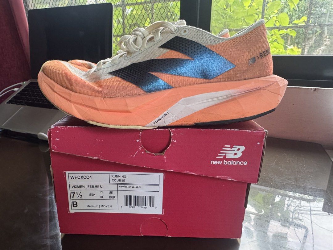 New Balance Rebel v4 (Category: Sneakers) located in Cotabato. Submitted by navs88 (Listing ID 1463975768, Image 2). Description: For sale New Balance FuelCell Rebel v4 Hot Mango colorway W7.5 US/24cm ~150km mileage ₱3,000.00 only.