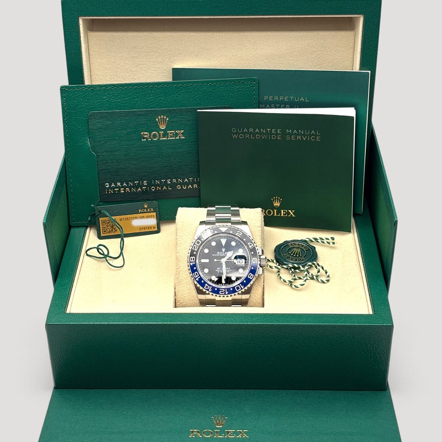 (New Wood Card) Brand New Aug 2026 Rolex GMT Master II Batman Oyster 40mm 126710BLNR 126710 (Category: Watches) located in Singapore. Submitted by pengkweewatches (Listing ID 1463978741, Image 2). Description: Join us on T-elegram for Exclusive Deals & Latest Stock Updates: //pk-watches.com/tele-channel Brand: Rolex Model: GMT Master II Reference: 126710BLNR Dated: August 2026 Condition: Brand New Dial: Black Case Diameter: 40mm Material: Stainle