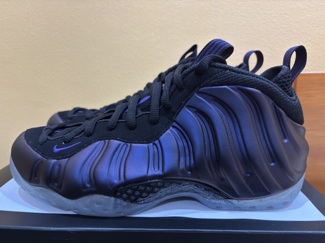 Nike Air Foamposite One "Eggplant" (US 8) (Category: Casual Shoes) located in Quezon City. Submitted by alldayhustle (Listing ID 1464117046, Image 1). Description: Used once on a wooden court.