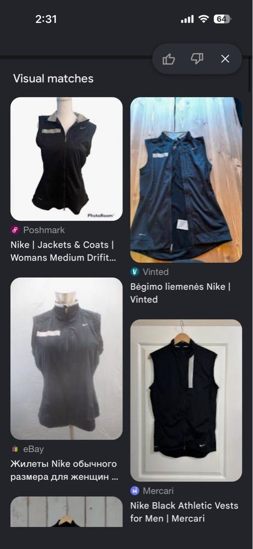 Nike Dri-FIT Running Vest 26 length 23 width (Category: Activewear) located in Manila. Submitted by wiseearth.075b2f (Listing ID 1463990477, Image 2). Description: - Black Nike Dri-FIT running vest sz medium -₱1375 nego - 26 length 23 width - no holes or scratches excellent condition -we can do COD or meet up - Sleeveless design - Full zip front - Reflective strip on chest for visibility - Ideal for workouts and outdoor runs - Lightweight and bre