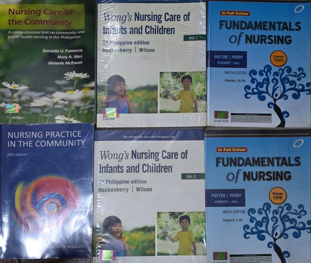 NURSING BOOKS (Category: Textbooks) located in Taytay. Submitted by ecxds (Listing ID 1464047646, Image 2). Description: SELLING MY NURSING BOOKS!! - Wong's Nursing Care of Infants and Children Vol 1 & 2 - Php 2,000 - Fundamentals of Nursing Vol 1 & 2 (9th Edition) Php 1,500 - Maglaya Nursing Practice in the Community (5th Edition) - Php 1,000 - Famorca Nursing Care of the Community- Php 1,000 Shipping fee shoulder by buyer.
