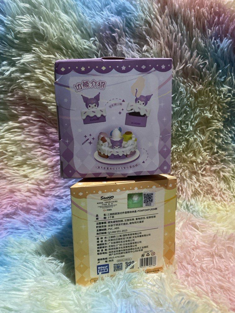 Official/ Licensed Kuromi & Pompompurin Figurine (Category: Figurines & Statues) located in Bulacan. Submitted by cute.finds.ph (Listing ID 1463947755, Image 2). Description: —₱200 each —can be use as small storage —confirmed box, sealed foil.