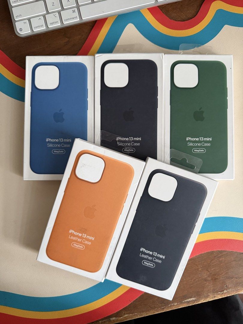 Original Apple Silicone / Leather MagSafe Case for iPhone 13 Mini (Category: Cases & Sleeves) located in Manila. Submitted by razelysonn (Listing ID 1464003412, Image 1). Description: Fixed price non nego silicone - 999 leather - 1,300 limited stocks only .