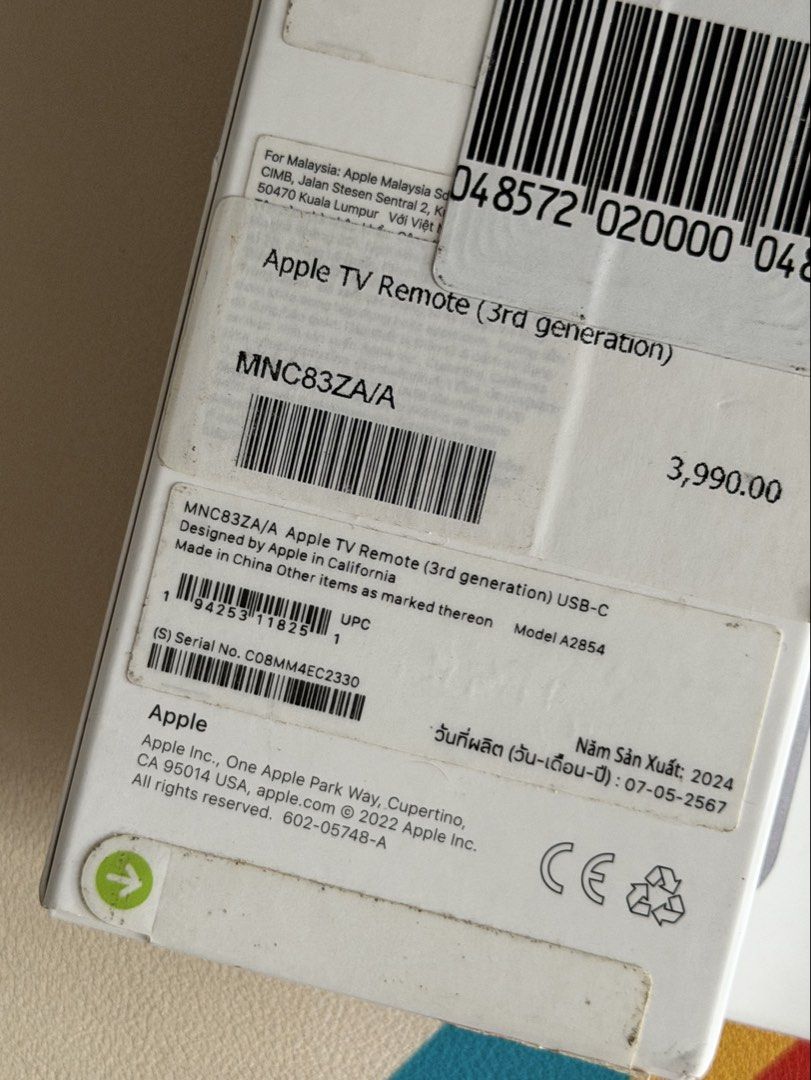 Original Apple TV Remote (3rd generation / USB-C) (Category: Other Mobile & Gadget Accessories) located in Manila. Submitted by razelysonn (Listing ID 1464004620, Image 3). Description: FIXED PRICE NON NEGO 3pcs available :) 1,999 each binondo located .