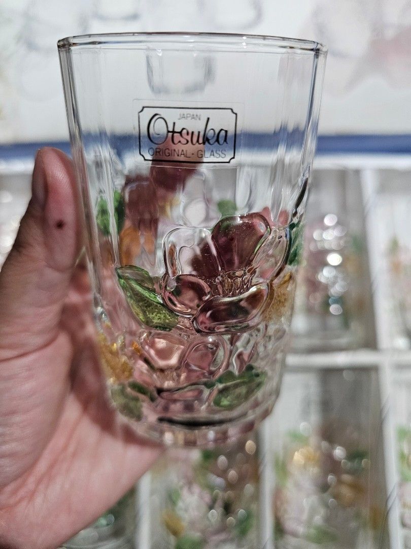 OTSUKA Drinking Glasses - 10 pcs (Category: Dinnerware & Cutlery) located in Quezon City. Submitted by senyoramaria (Listing ID 1464113959, Image 3). Description: OTSUKA Drinking Glasses Embossed floral design 2.3 inches rim diameter 4.25 inches tall Set of 10 *Sira ung left side ng box (nabasa nung umulan). --- I also have bowls of this brand and design. Check out 'OTSUKA Salad Bowls - Set of 5', available at PHP 1,000 on #Carousell: https://car
