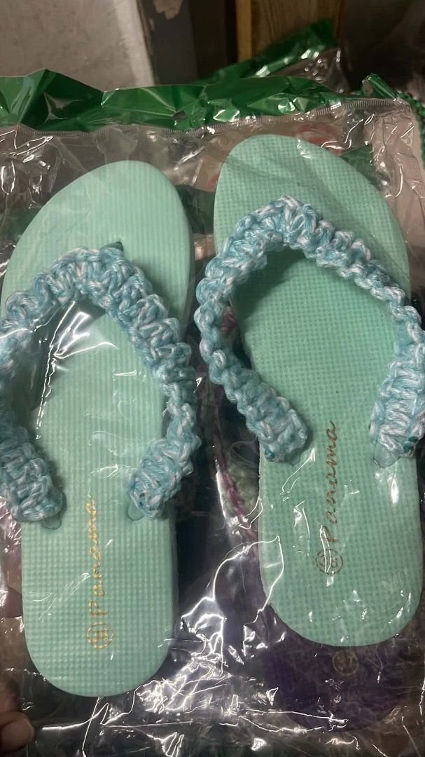 Panama Flip-flops with Crochet Straps - Various Colors & Sizes (Category: Slippers and slides) located in Caloocan City. Submitted by silverwolf_6094c4 (Listing ID 1464069304, Image 1). Description: - Cute Panama flip-flops - Handmade crochet straps - Available colors: Purple (green/pink straps), Dark Grey (pink straps), Blue (orange/blue straps), Dark Blue (blue straps), Pink Floral (light blue straps) - Available sizes: 37, 38 - Ideal for casua