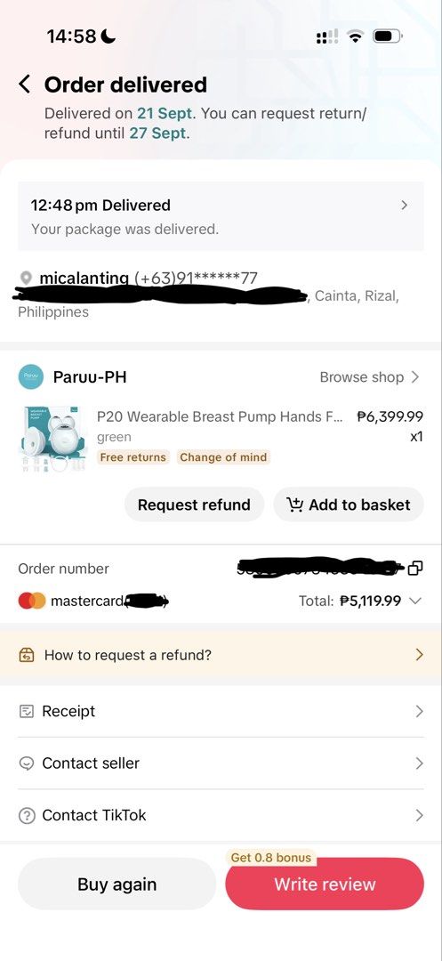 Paruu P20 Breast Pump (Category: Breastfeeding & Bottle Feeding) located in Manila. Submitted by mamamiaaaaa27 (Listing ID 1463990281, Image 2). Description: Bought Sep 21 and only used thrice. Only motor and cups were used, everything else kept in box. Same day shipping available within Metro Manila via Grab or Lalamove and LBC COP for outside Metro Manila c/o buyer. Location: Pasig/Cainta Price: ₱ 4,000 RFS: Doesn’t drain me well 🥲.