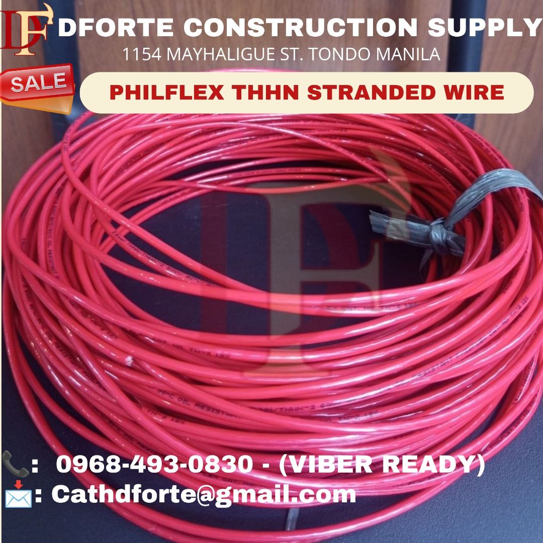 PHILFLEX THHN STRANDED WIRE (Category: Construction Tools & Equipment) located in Manila. Submitted by dforte_ms.cath (Listing ID 1463974627, Image 1). Description: 🏗️ DFORTE CONSTRUCTION SUPPLY Excellence is our forte — your satisfaction is our priority. Your trusted source for quality and affordable construction supplies: ✅ Construction & Hand Tools ✅ Power Tools & Equipment ✅ Safety Gear & PPE ✅ Hardware & Industrial Supplies ✅ Ropes, Chains 
