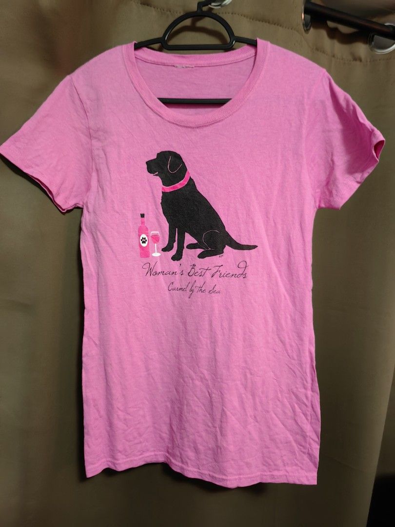 Pink Dog Shirt (Category: Shirts) located in Malolos. Submitted by aemcloset (Listing ID 1464087251, Image 1). Description: Width 15 Length 26 Up to semi large 36bust Cotton stretch.