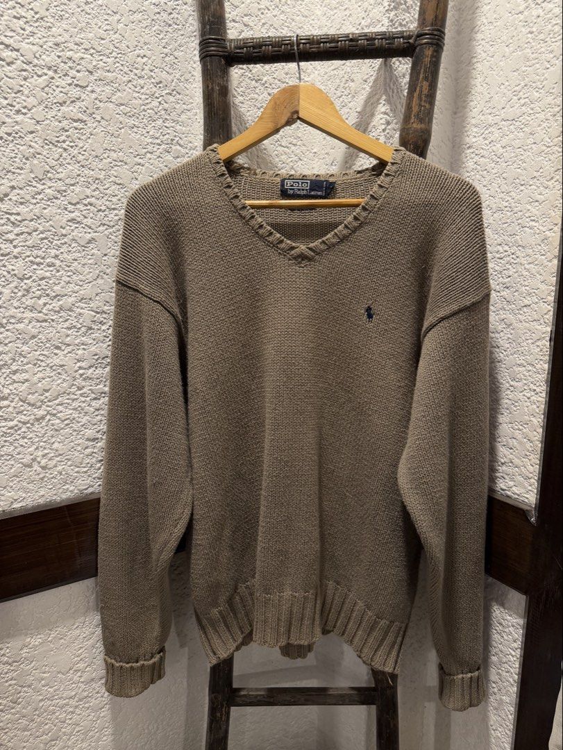 Polo Ralph Lauren knitted sweater (Category: Luxury Apparel) located in Baguio. Submitted by aginayagurang (Listing ID 1464053398, Image 2). Description: Polo Ralph Lauren Knitted Sweater Size: Large boxy Width: 22.5-23 inches Length: 25 inches Condition: 9/10 Issues: signs of usage (see pictures) Shipping available.