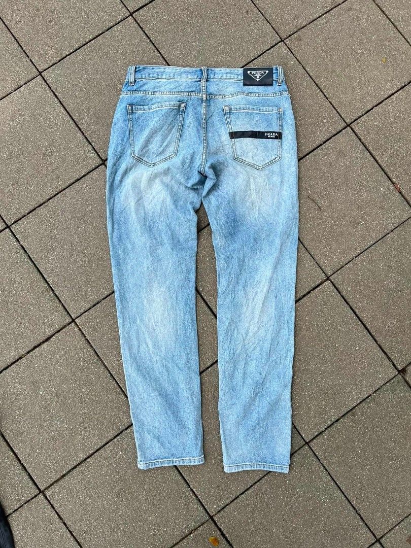 Prada Jeans (Category: Luxury Apparel) located in Davao. Submitted by thriftnijanny (Listing ID 1464055671, Image 2). Description: Dimentions 34x41 Color rate: 9/10 issue: Minimal flaws barely noticeable.