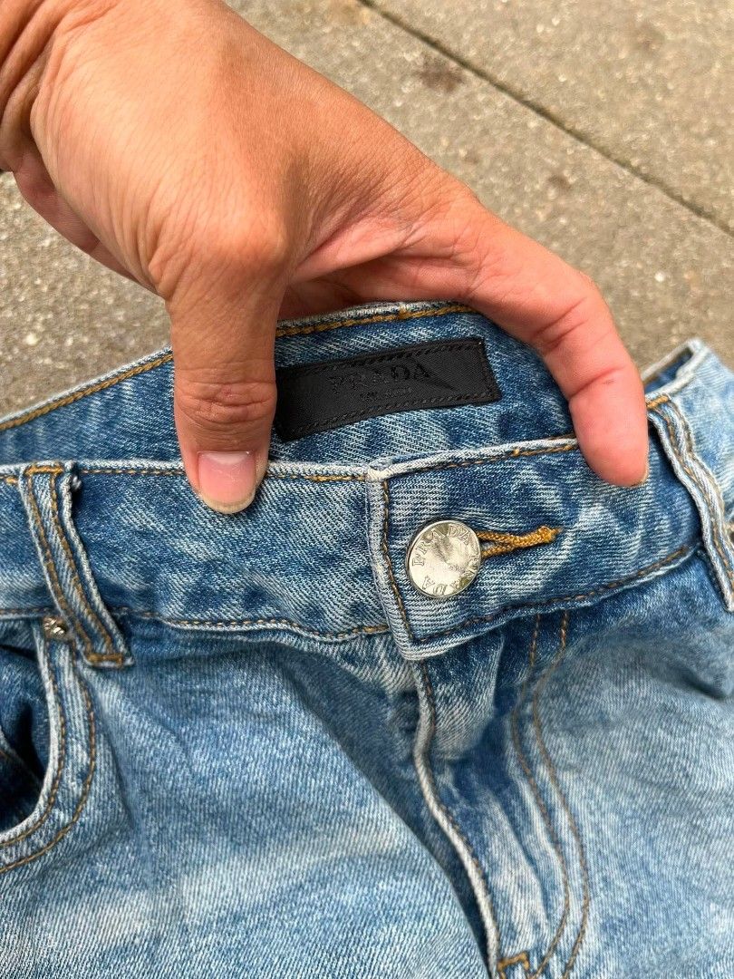 Prada Jeans (Category: Luxury Apparel) located in Davao. Submitted by thriftnijanny (Listing ID 1464055671, Image 3). Description: Dimentions 34x41 Color rate: 9/10 issue: Minimal flaws barely noticeable.