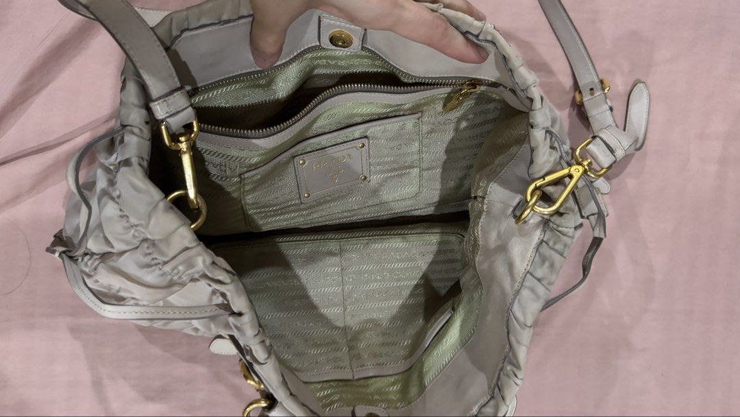 Prada Tessuto Gaufre Satchel (Category: Luxury Bags & Wallets) located in Manila. Submitted by buys.korean (Listing ID 1464052394, Image 3). Description: Prada Tessuto Gaufre Satchel Issues: signs of usage and stain with authenticity card Location: Banawe, QC negotiable Location: Banawe,QC.