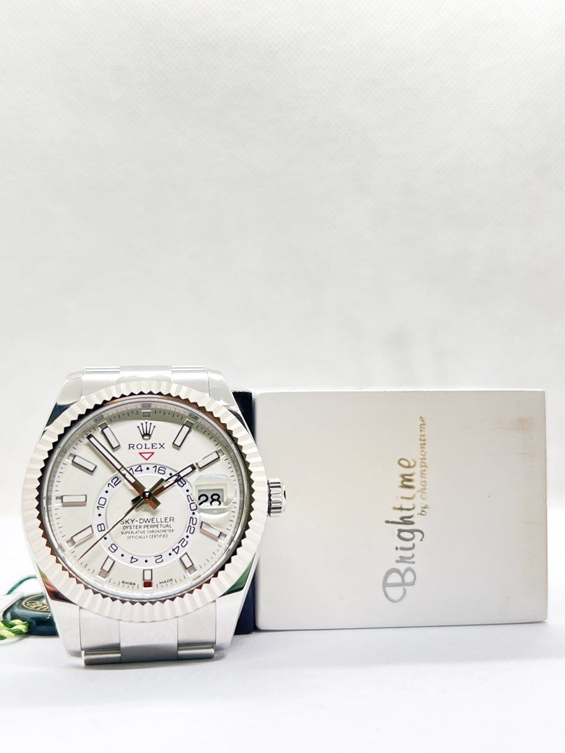 Pre Owned Rolex Oyster Sky-Dweller 326934 White Dial Automatic Steel Casing Bracelet ( June 23 ) (Category: Watches) located in Singapore. Submitted by brightime (Listing ID 1464012667, Image 3). Description: Pre Owned Rolex Oyster Sky-Dweller 326934 White Dial Automatic Steel Casing Bracelet ( June 23 ) ** Pre-Owned ** ** Mint Condition ** Model : 326934 Also known as : Oyster Sky-Dweller Annual Calendar Case size : 42mm Dial : White Dial With L