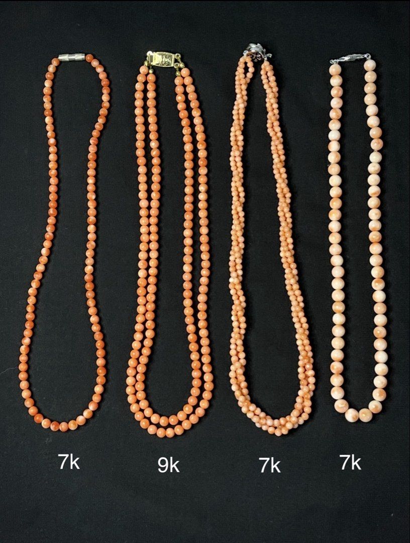 Precious pink corals (Category: Necklaces) located in Marikina City. Submitted by sam_illano (Listing ID 1464051198, Image 2). Description: Genuine precious pink corals Prices are already indicated in the photos. Marikina area for pick up, lalamove / LBC for deliveries. Thank you! .
