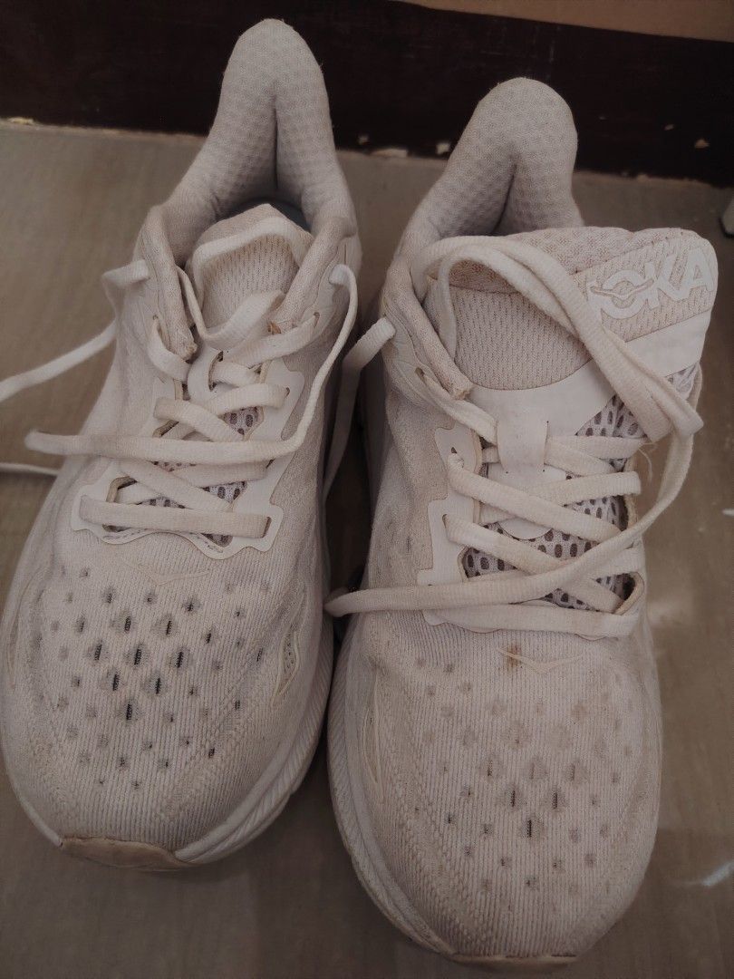 PRELOVED RUNNING/WALKING SHOES (Category: Activewear) located in Antipolo. Submitted by jml.srms (Listing ID 1463995649, Image 2). Description: HOKA CLIFTON 9 ALL WHITE Size: Womens US 6.5 // UK 6 // EU 38 // CM 23.5 ₱ 1,800 SKECHERS CLOUD FOAM WALKING SHOES Size: Womens US 7 // UK 4 // EUR 37 // CM 24 ₱1,000 NIKE (UNISEX) Size: US 6.5 // UK 4 // EUR 37.5 // CM 23.5 ₱1,000.