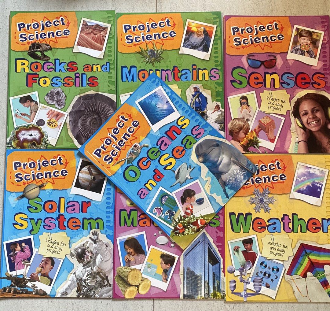 Project Science Book Series - Various Titles Available (Category: Children's Books) located in Quezon City. Submitted by donagraceliwanag (Listing ID 1464057176, Image 1). Description: - Fun and educational science books for kids. - Titles include: Rocks and Fossils, Mountains, Senses, Oceans and Seas, Solar System, and Weather. - Each book features fun and easy projects to do at home. - Ideal for sparking curiosity in young minds. - Buy individu