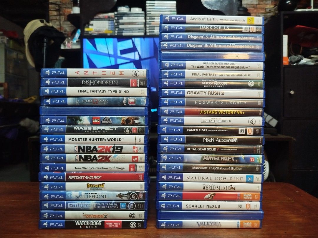 PS4 Games Bundle - Various Titles (Category: PlayStation) located in Binan City. Submitted by pumpkiiin02 (Listing ID 1463965098, Image 1). Description: 📀 For Sale PS4 Games: 📀 🟩 Available 🟥 Sold 🟦 Generic Case + Disc Only 🟨 Reserved 🟧 Others 🟩 Anthem - ₱500 🟩 Dishonored 2 - ₱550 🟩 Final Fantasy: Type-0 HD - ₱500 🟩 God of War - ₱600 🟦 Horizon: Zero Dawn Complete Edition- ₱500 🟩 Lego: Jurrasic World - ₱700 🟩 Monster Hunter: World - ₱