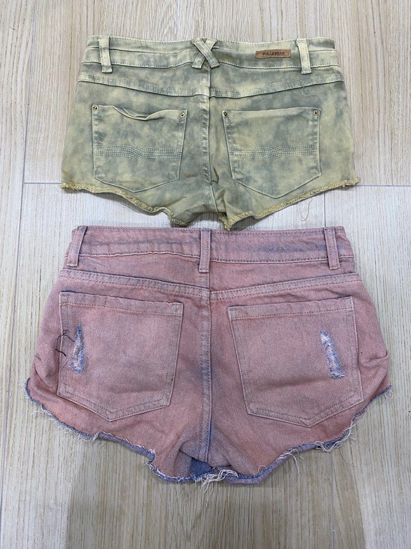 Pull & Bear and Cotton On Denim Shorts Bundle (Category: Shorts) located in San Fernando. Submitted by beylshop (Listing ID 1463999575, Image 2). Description: - Bundle of two pairs of denim shorts. - Green Pull & Bear shorts with a washed-out effect. - Pink Cotton On shorts with distressed details. - Both shorts are size 32 EUR / 2 US. - Ideal for casual wear. - Selling as a set..