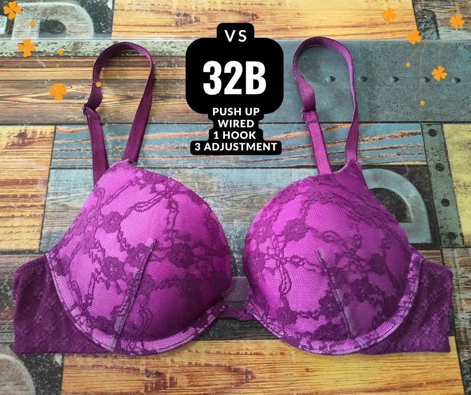 Purple Lace Push Up Wired Bra 32B (Category: Undergarments & Loungewear) located in Manila. Submitted by siashop. (Listing ID 1464050563, Image 1). Description: - Size: 32B - Color: Purple - Style: Lace, Push-up, Wired - Features: 1 hook, 3 adjustment settings - Perfect for: Everyday wear or special occasions - Benefits: Comfortable and stylish.