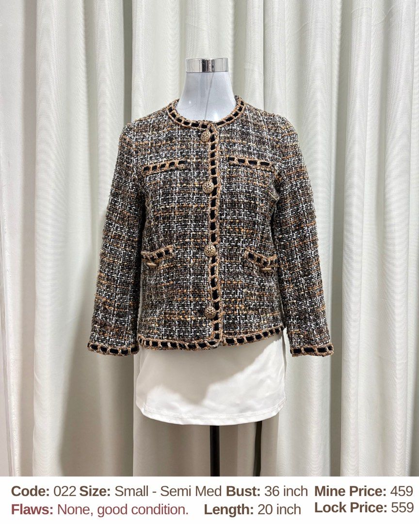 Quality Tweed Blazer (Category: Coats, Jackets and Outerwear) located in Manila. Submitted by amorelle.closet (Listing ID 1463977707, Image 2). Description: PART 5 ✨ Code: 022 - 023 - 024 - 038 - 039 - 040 - 041 - (Please read!) NEW MINERS: Please send your complete details before we acknowledge your comment. No order form = Your comment will be considered invalid. IMPORTANT REMINDERS FOR BUYERS: — Comment MINE + CODE | LOCK + CODE. — Code, Sizes