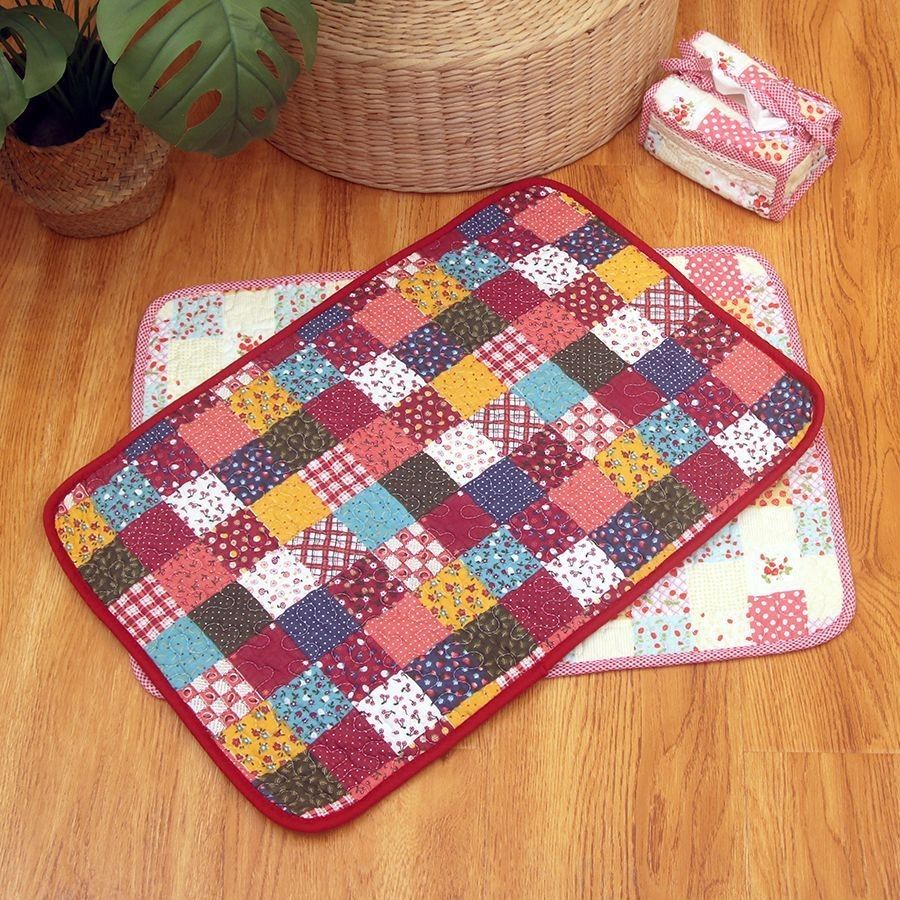 Quilted patchwork vintage table mat desk desktop cover (Category: Bedding & Towels) located in Pateros City. Submitted by soshifem (Listing ID 1464067891, Image 2). Description: size 60cm x 40cm.