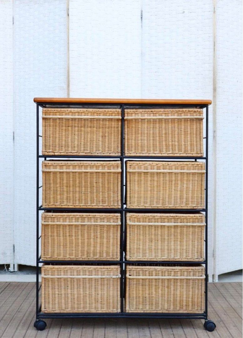 RATTAN DRAWER IN METAL FRAME WITH 8PULLOUT DRAWERS (Category: Shelves, Cabinets & Racks) located in Manila. Submitted by jerichocal17856 (Listing ID 1464075103, Image 1). Description: JAPAN SURPLUS FURNITURE RATTAN DRAWER IN METAL FRAME WITH 8PULLOUT DRAWERS Size 31.5L x 14W x 40.5H in inches (AS-IS ITEM) *Minimal Scratch Only IN GOOD CONDITION.
