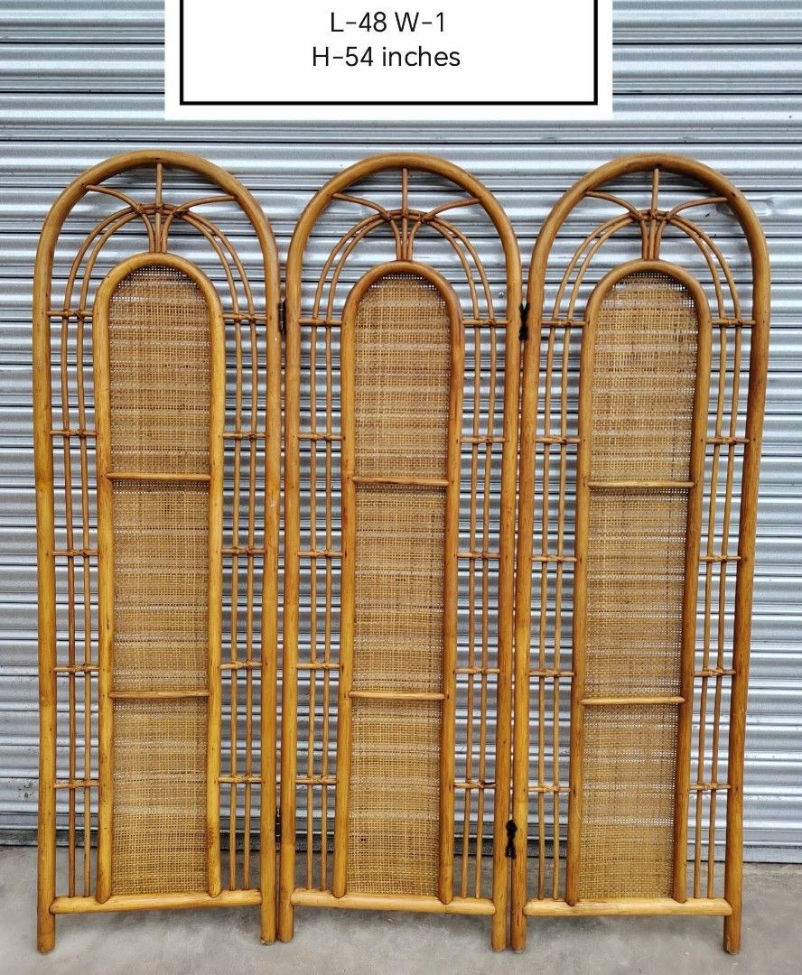 Rattan Partition (Category: Other Home Furniture) located in Taguig. Submitted by sydney08.owl (Listing ID 1463997651, Image 1). Description: ✨ Japan Surplus Rattan 3-Panel Folding Partition ✨ Bring warmth and natural elegance to your space with this vintage rattan room divider. Perfect for creating privacy while adding a timeless touch to your home. 📏 Size: • Length: 48 inches • Width: 1 inch • Height: 54 inches ✅ Imported from Japan ✅ Good use