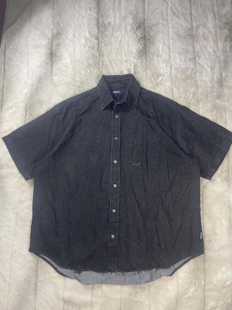 RECT Short Sleeve Button Up Shirt (Category: Shirts) located in Manila. Submitted by ljbalza (Listing ID 1463958827, Image 1). Description: - Brand: RECT - Color: Black - Sleeve Length: Short Sleeve - Style: Button-up shirt - Features: Chest pocket with embroidered logo - Fit: Relaxed fit - Occasion: Casual wear.