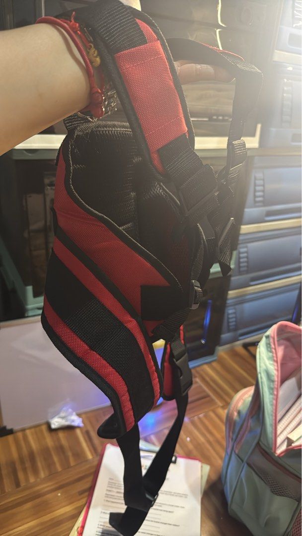 Red and Black Dog Harness with Adjustable Straps (Category: Helmets and other Riding Gears) located in Quezon City. Submitted by missybellaonlineshop (Listing ID 1463959249, Image 1). Description: - Sturdy red and black dog harness - Padded straps for maximum comfort - Multiple adjustment points for a secure, customized fit - Easy on/off design - Ideal for walks and training sessions.