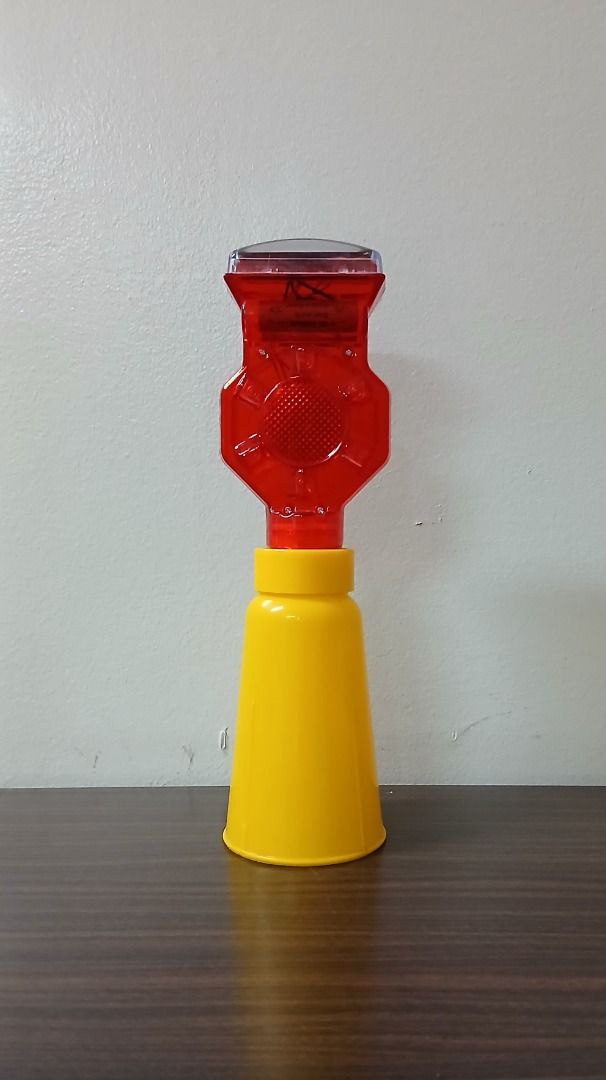 Red Solar Warning Light for Traffic Cone (Category: Industrial Equipment) located in Manila. Submitted by townlites (Listing ID 1463989562, Image 2). Description: Color: Red Model: BL-1140S Size: 12 inches x 3.5 inches Solar Panel: 5V,0.3W Battery:2.4V/800mAh Working times: 60FPM LED: Dia 5mm, 6pcs Visual distance: >800m Waterproof: IP54 Pivoting Dual LED lens flashes 180 times per minute for high visibility Perfect for marking roadways driving h