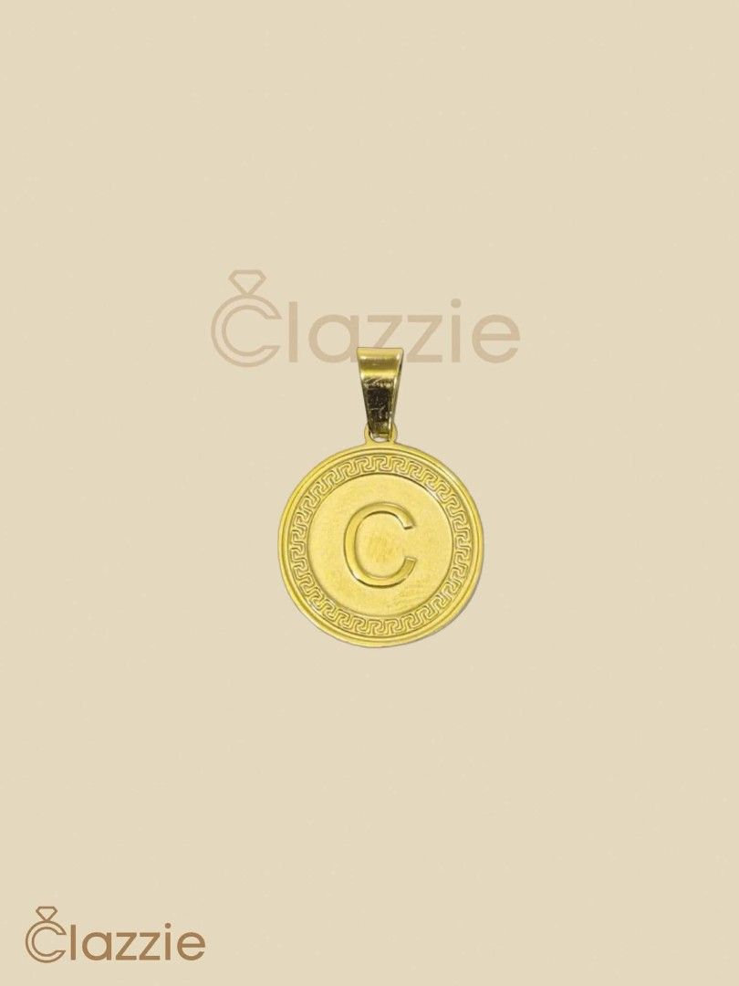 Round Initial Letter Gold Stainless Necklace (Hypoallergenic) (Category: Necklaces) located in Manila. Submitted by clazziejewelry (Listing ID 1463972264, Image 2). Description: Round Initial Letter Gold Stainless Necklace (Hypoallergenic) IL 11 - ₱210 • Hypoallergenic • Non-Tarnish.
