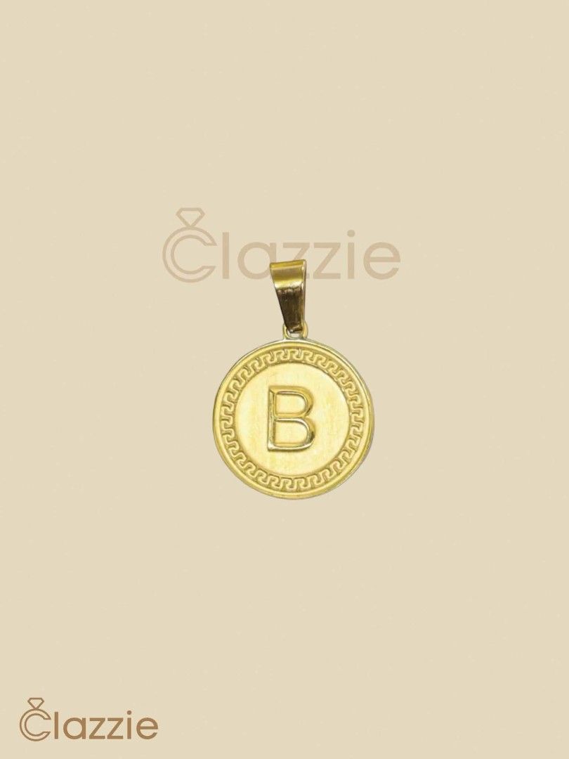Round Initial Letter Gold Stainless Necklace (Hypoallergenic) (Category: Necklaces) located in Manila. Submitted by clazziejewelry (Listing ID 1463972264, Image 1). Description: Round Initial Letter Gold Stainless Necklace (Hypoallergenic) IL 11 - ₱210 • Hypoallergenic • Non-Tarnish.