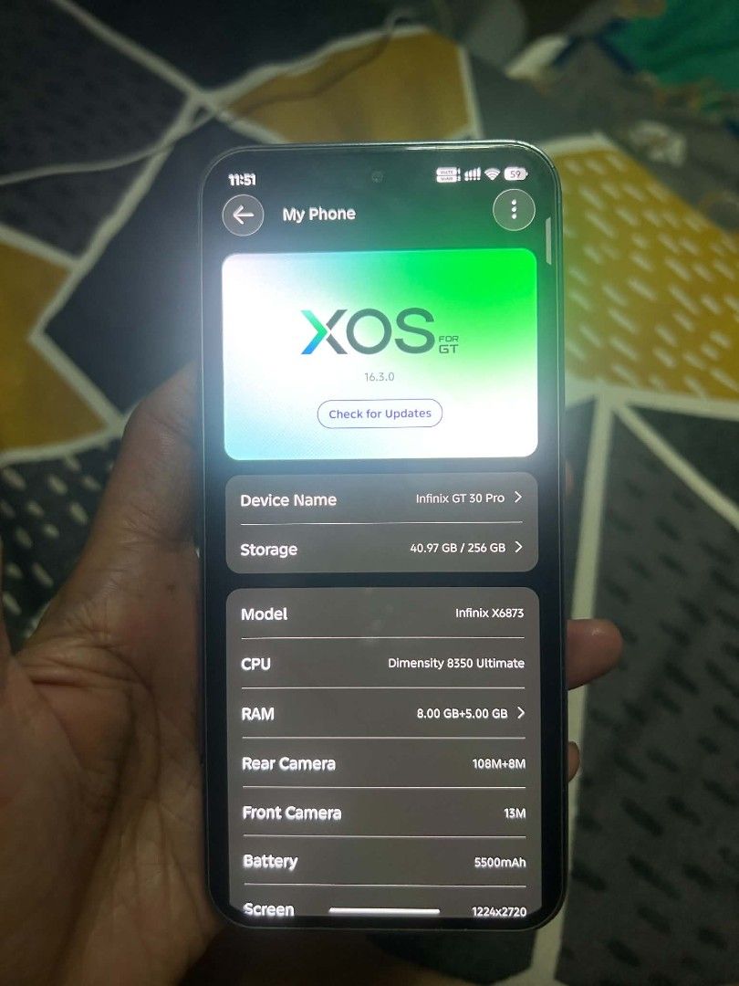 RUSH INFINIX GT 30 PRO (Category: Android Others) located in Mandaluyong City. Submitted by layer1221 (Listing ID 1464087820, Image 1). Description: 8gb ram 256gb rom dimensity 8350 good for gaming no issue unit only.
