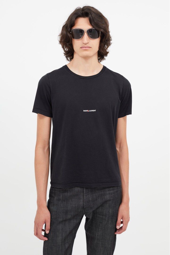 Saint Laurent Paris Shirt (Category: Luxury Apparel) located in Quezon City. Submitted by rebirthalley (Listing ID 1463998009, Image 1). Description: Width-18 Length-24.5 Sleeve-6.5 Shoulder-16 Hem-17.5 Excellent Condition No flaws.