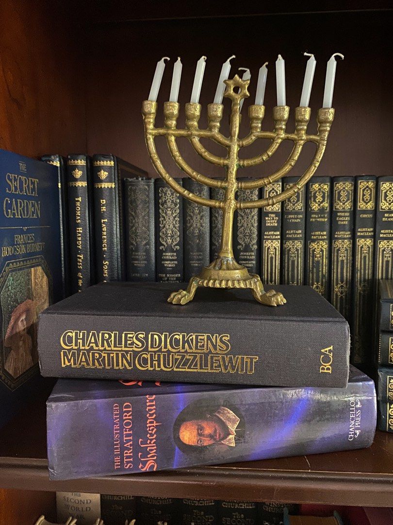 SALE! Vintage Books (Category: Everything Else Others) located in Manila. Submitted by istinbari05430 (Listing ID 1463996419, Image 1). Description: - Classic brass menorah - Perfect for Hanukkah celebrations - Includes white candles - Great for holiday decor.