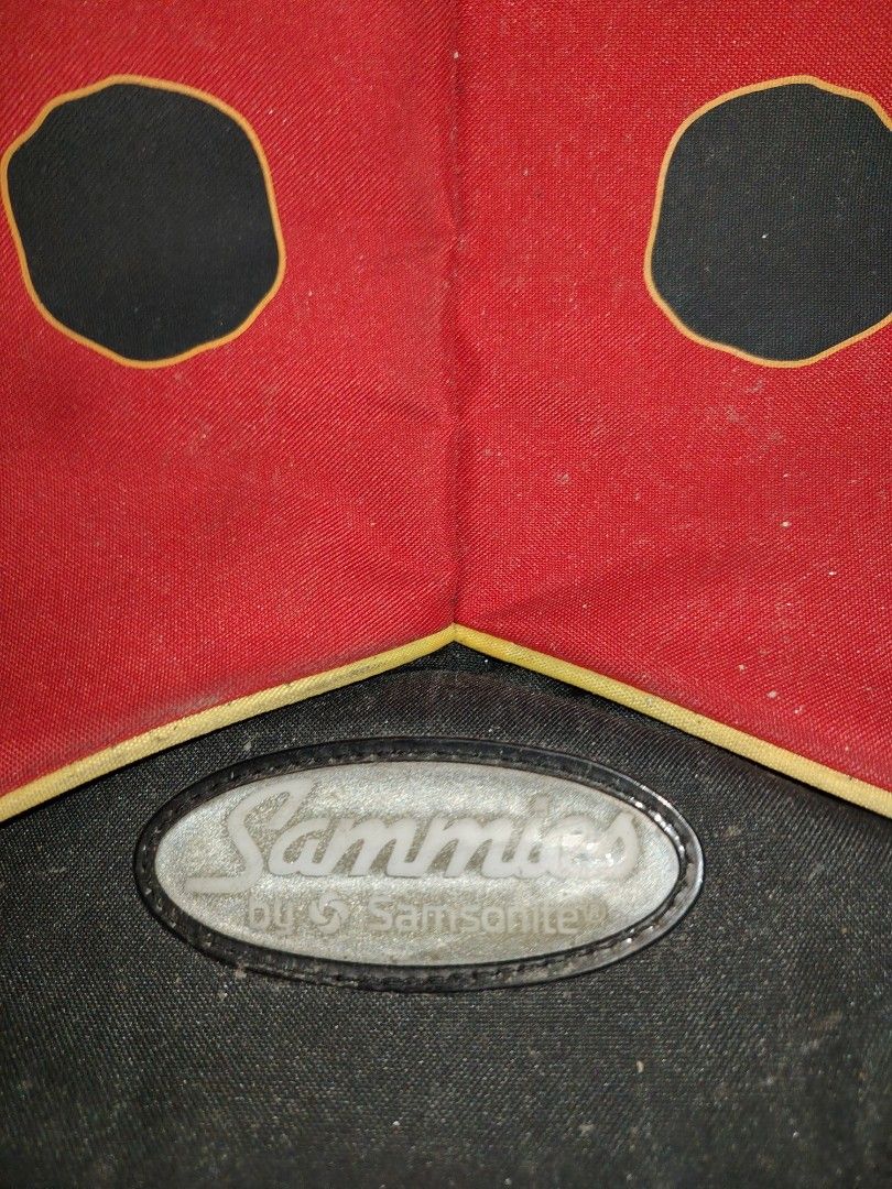 Sammies by Samsonite Ladybug Backpack (Category: Backpacks) located in Manila. Submitted by purediamond888 (Listing ID 1464099568, Image 2). Description: - Cute red ladybug backpack from Sammies by Samsonite - Ideal for kids or as a fun accessory - Features adjustable straps - Main compartment for essentials - Adorable ladybug design with black spots -na stock lang marshal naalikabukan - Zippers are intact - Minor scuffs on the bottom edge.