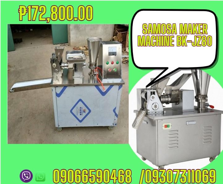 Samosa maker Samosa making Machine BK-JZ80 (Category: Looking For) located in Aroroy. Submitted by 09307311069 (Listing ID 1463953613, Image 1). Description: Samosa maker BK-JZ80 ₱172,800.00 "Type:Dumpling,Samosa & Empanada Working capacity:4800pcs/hour Power:2.2KW Voltage:220V/110v Weight:120kg Packing size:720*850*520 mm " ✅ Quality products ✅ Big discount for bulk orders ✅ 100% LEGIT TRUSTED SUPPLIER! ✅ With Complete Legal Documents ✅ BIR Regi