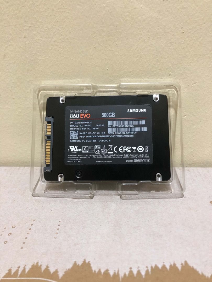 Samsung 860 EVO 500GB SSD (Category: Computer Parts) located in General Trias. Submitted by fourdc (Listing ID 1462794464, Image 3). Description: Slow computer due to HDD or need extra storage for files/games? - Freebie: Brand new SATA cable - Price: ₱2,795 (fixed) - Performance: 100% - Health: 97-98% - Samsung Magician Authenticated - With DRAM SSD - 3 days personal warranty - 30 days after sale support 📍 Imus/General Trias, Cavite 🚚 Shipping 